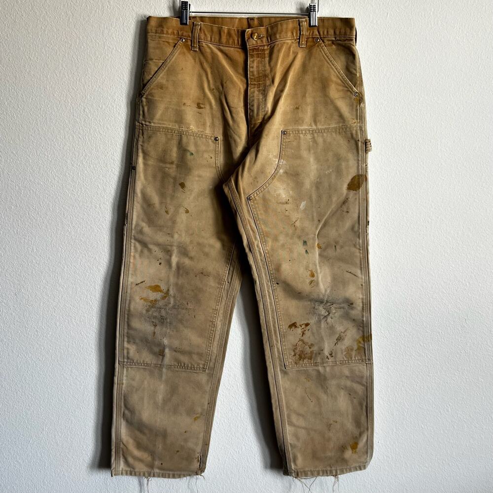 Carhartt B01 BRN faded brown double knee work wear carpenter pants
